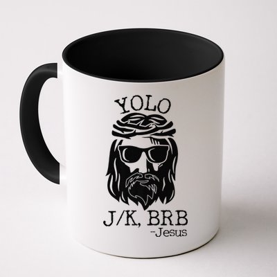 Funny Jesus Easter YOLO JK BRB Texting Premium Mug
