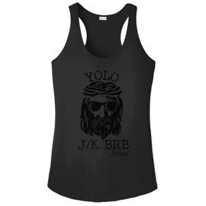 Funny Jesus Easter YOLO JK BRB Texting Premium Ladies PosiCharge Competitor Racerback Tank