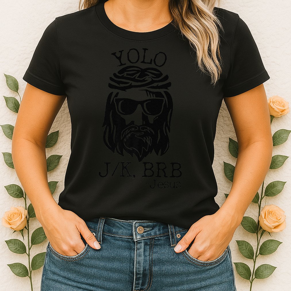 Funny Jesus Easter YOLO JK BRB Texting Premium Womens T-Shirt