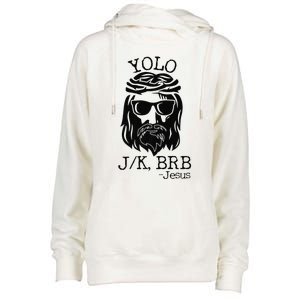 Funny Jesus Easter YOLO JK BRB Texting Premium Womens Funnel Neck Pullover Hood