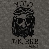 Funny Jesus Easter YOLO JK BRB Texting Premium Cotton Canvas Backpack