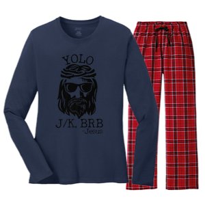 Funny Jesus Easter YOLO JK BRB Texting Premium Women's Long Sleeve Flannel Pajama Set 