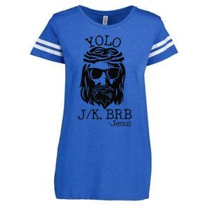 Funny Jesus Easter YOLO JK BRB Texting Premium Enza Ladies Jersey Football T-Shirt