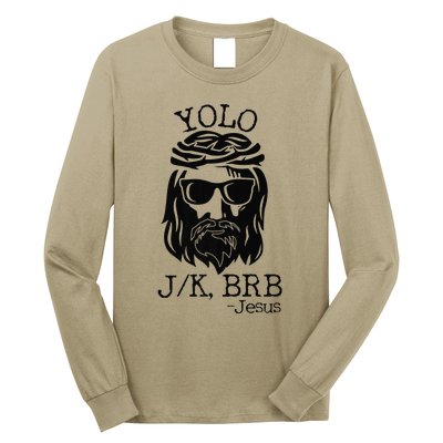 Funny Jesus Easter YOLO JK BRB Texting Premium Long Sleeve Shirt