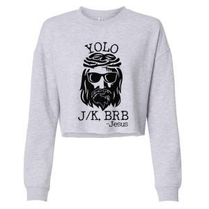 Funny Jesus Easter YOLO JK BRB Texting Premium Cropped Pullover Crew