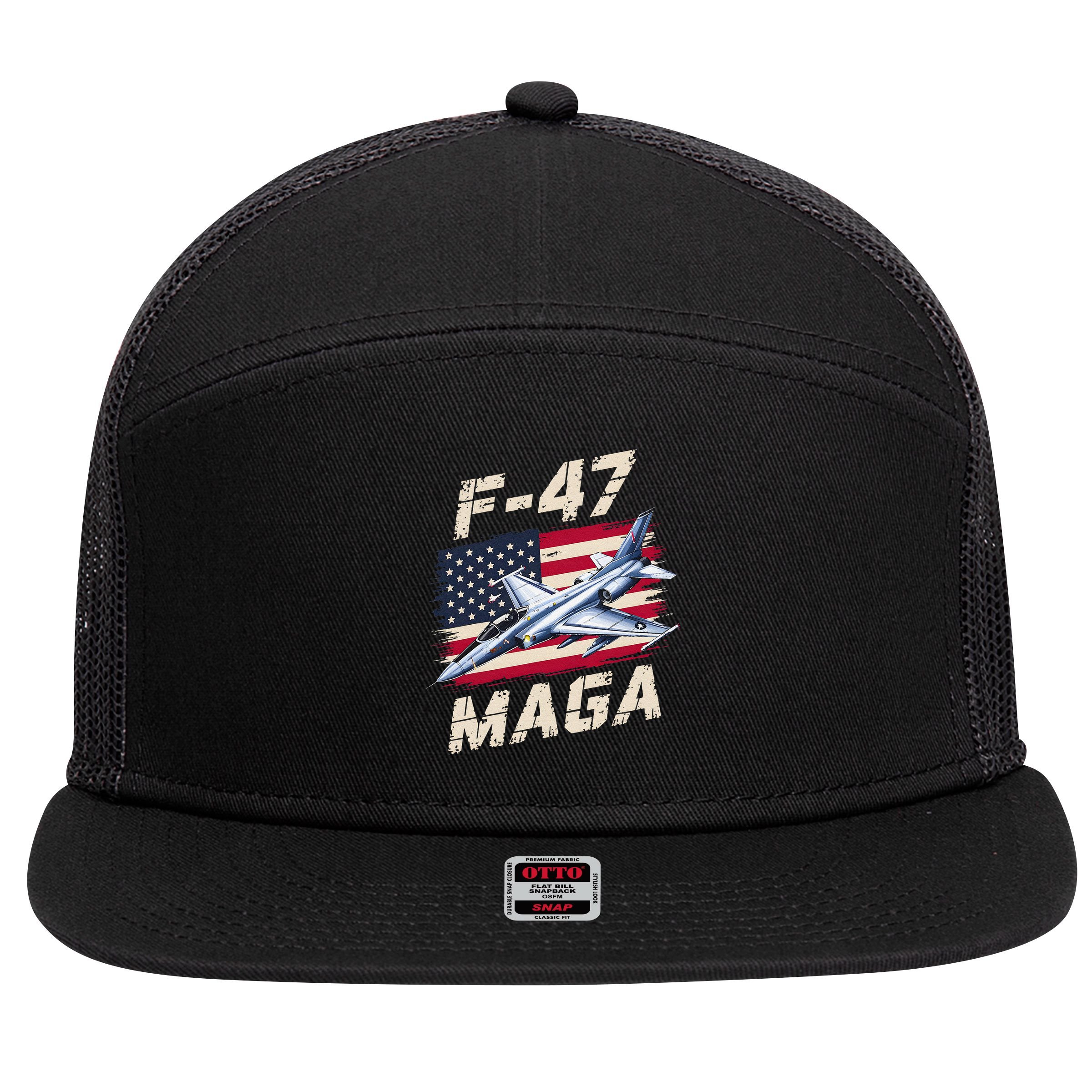 F47 Jet Fighter USA Superpower Dominance Aviation Lover 7 Panel Mesh Trucker Snapback Hat