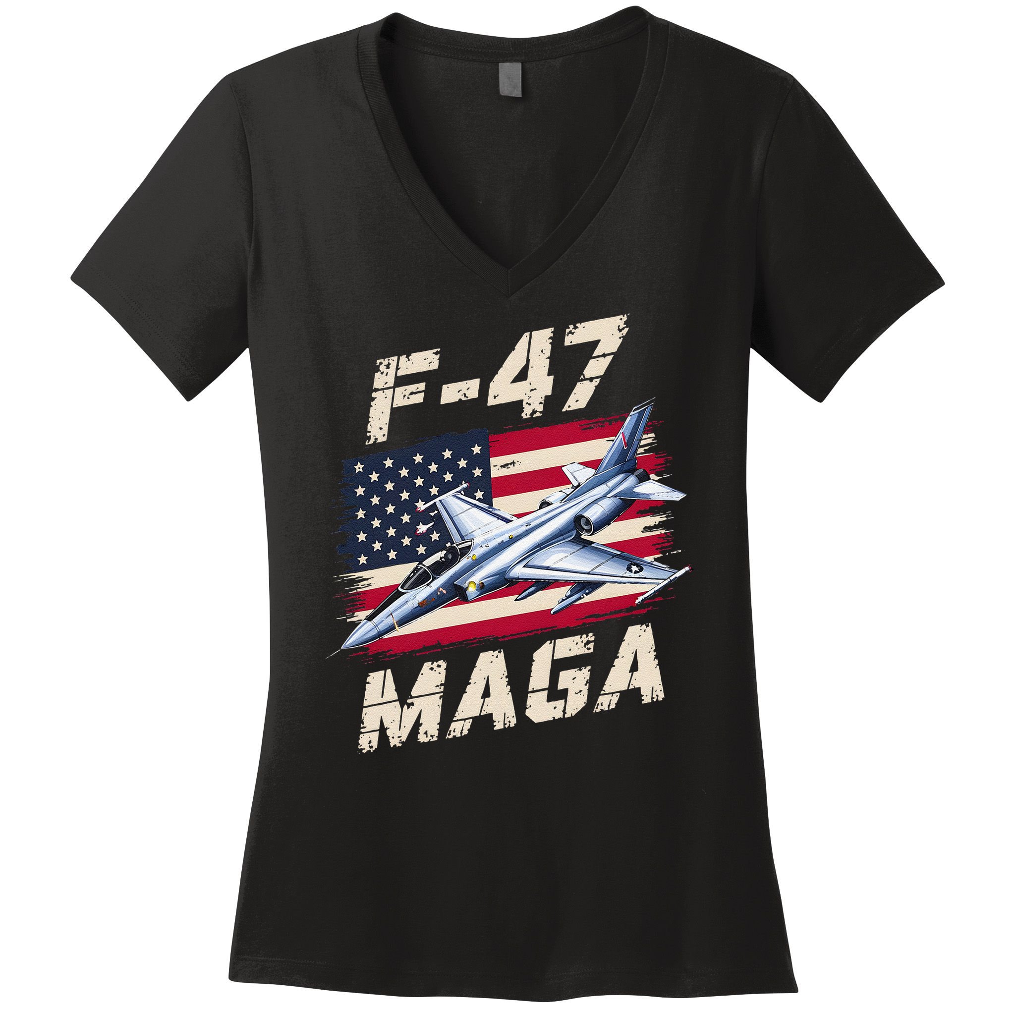 F47 Jet Fighter USA Superpower Dominance Aviation Lover Women's V-Neck T-Shirt