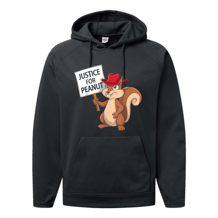 Funny Justice For Peanut Pnut Squirrel Pnut Justice Performance Fleece Hoodie