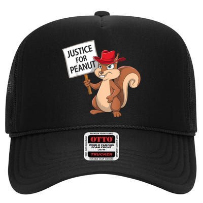 Funny Justice For Peanut Pnut Squirrel Pnut Justice High Crown Mesh Back Trucker Hat