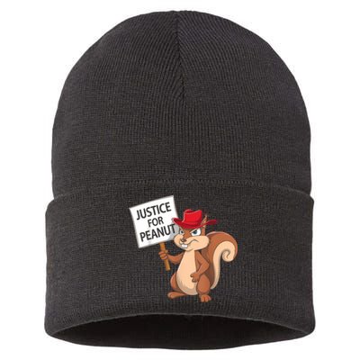 Funny Justice For Peanut Pnut Squirrel Pnut Justice Sustainable Knit Beanie