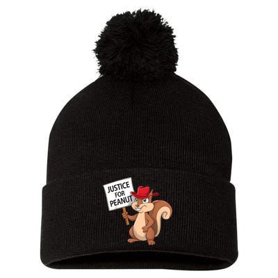 Funny Justice For Peanut Pnut Squirrel Pnut Justice Pom Pom 12in Knit Beanie