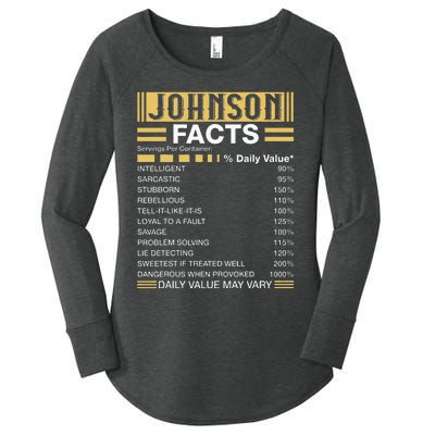 Funny Johnson FACTS Johnson Name Women's Perfect Tri Tunic Long Sleeve Shirt