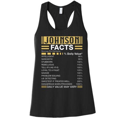 Funny Johnson FACTS Johnson Name Women's Racerback Tank