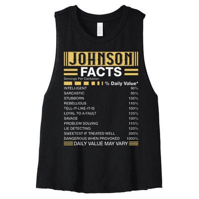 Funny Johnson FACTS Johnson Name Women's Racerback Cropped Tank