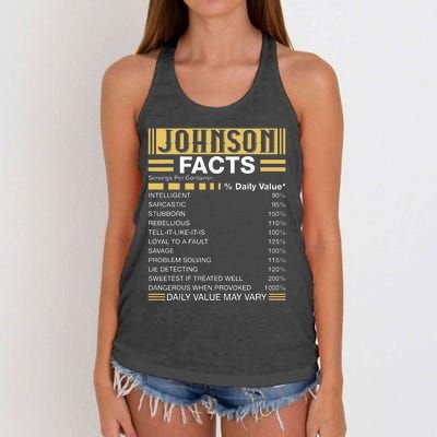 Funny Johnson FACTS Johnson Name Women's Knotted Racerback Tank