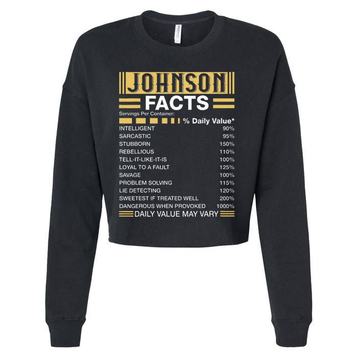 Funny Johnson FACTS Johnson Name Cropped Pullover Crew