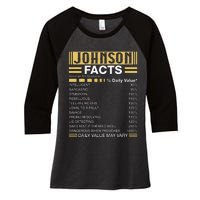 Funny Johnson FACTS Johnson Name Women's Tri-Blend 3/4-Sleeve Raglan Shirt