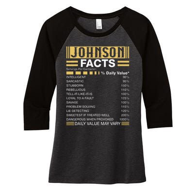 Funny Johnson FACTS Johnson Name Women's Tri-Blend 3/4-Sleeve Raglan Shirt