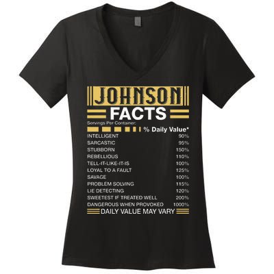 Funny Johnson FACTS Johnson Name Women's V-Neck T-Shirt