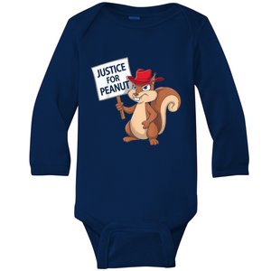 Funny Justice For Peanut Pnut Squirrel Pnut Justice Baby Long Sleeve Bodysuit