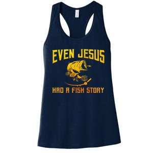 Funny Jesus Fish Art Fisherman Fisher Fishing Women's Racerback Tank