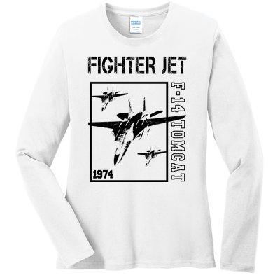 Fighter Jet F14 Tomcat Ladies Long Sleeve Shirt