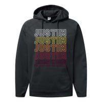 Funny Justin First Name Justin Performance Fleece Hoodie