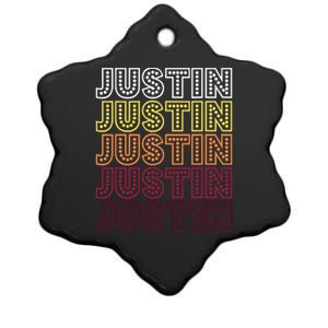 Funny Justin First Name Justin Ceramic Star Ornament