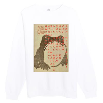 Funny Japanese Frog Art Ukiyoe Premium Crewneck Sweatshirt