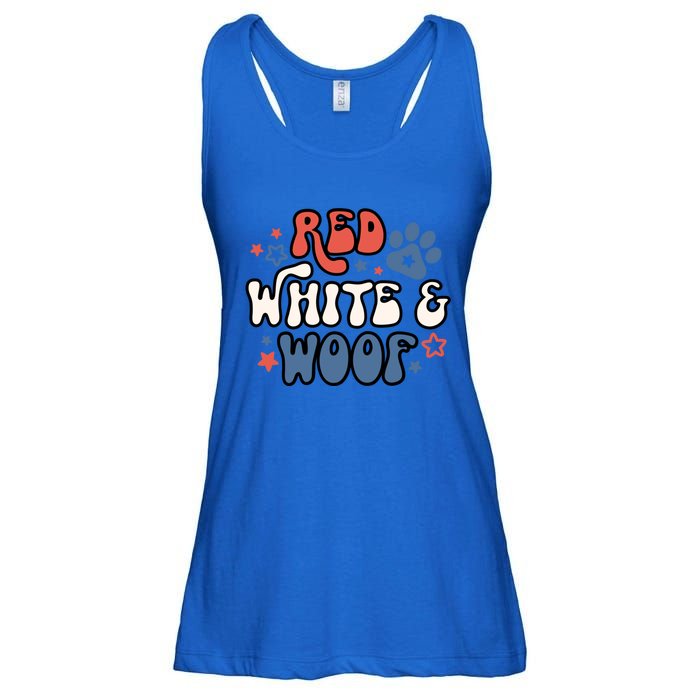 Funny July Fourth Dog Red White Woof Vintage 4th Of July Cool Gift Ladies Essential Flowy Tank