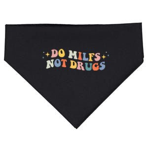 Funny Joke Groovy Style Do Milfs Not Drugs USA-Made Doggie Bandana