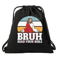 Funny Jesus Gifts Christian Bruh Read Your Bible Drawstring Bag