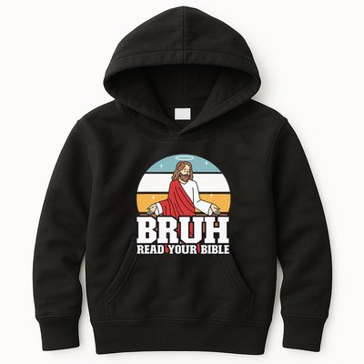 Funny Jesus Gifts Christian Bruh Read Your Bible Kids Hoodie