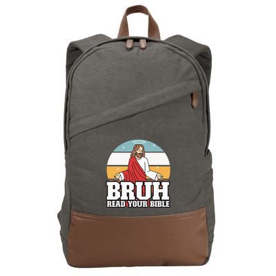 Funny Jesus Gifts Christian Bruh Read Your Bible Cotton Canvas Backpack