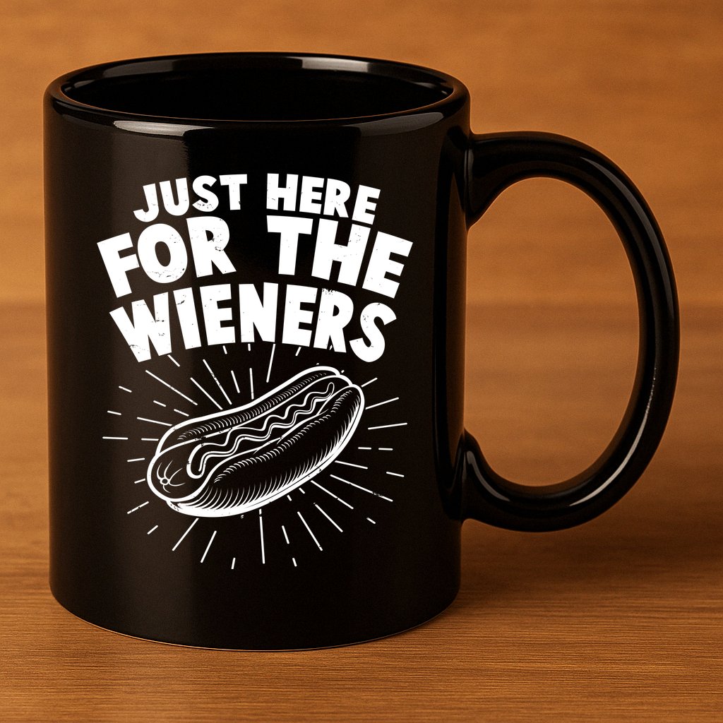Funny Just Here For The Wieners Hotdog Lover Bbq 11oz C Handle Ceramic Mug