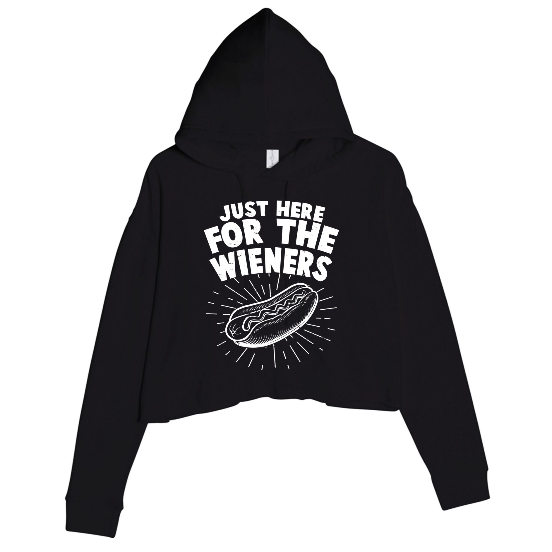 Funny Just Here For The Wieners Hotdog Lover Bbq Crop Fleece Hoodie