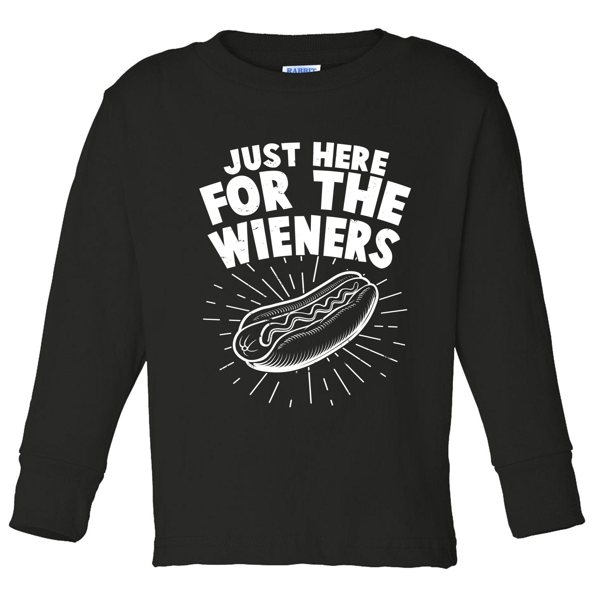 Funny Just Here For The Wieners Hotdog Lover Bbq Toddler Long Sleeve Shirt