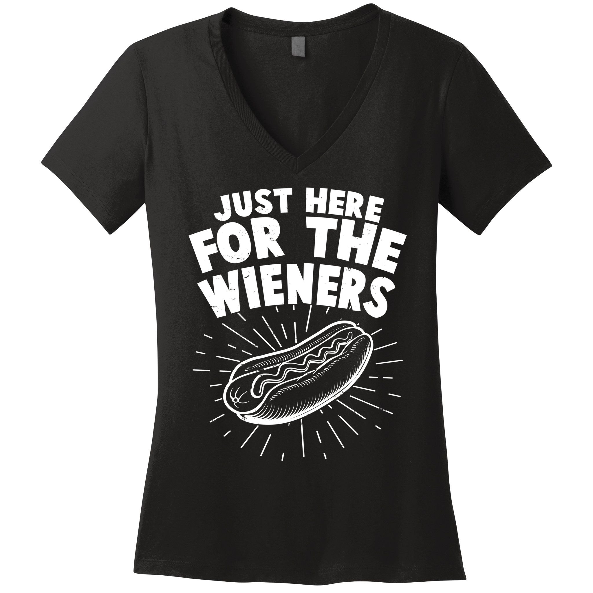 Funny Just Here For The Wieners Hotdog Lover Bbq Women's V-Neck T-Shirt