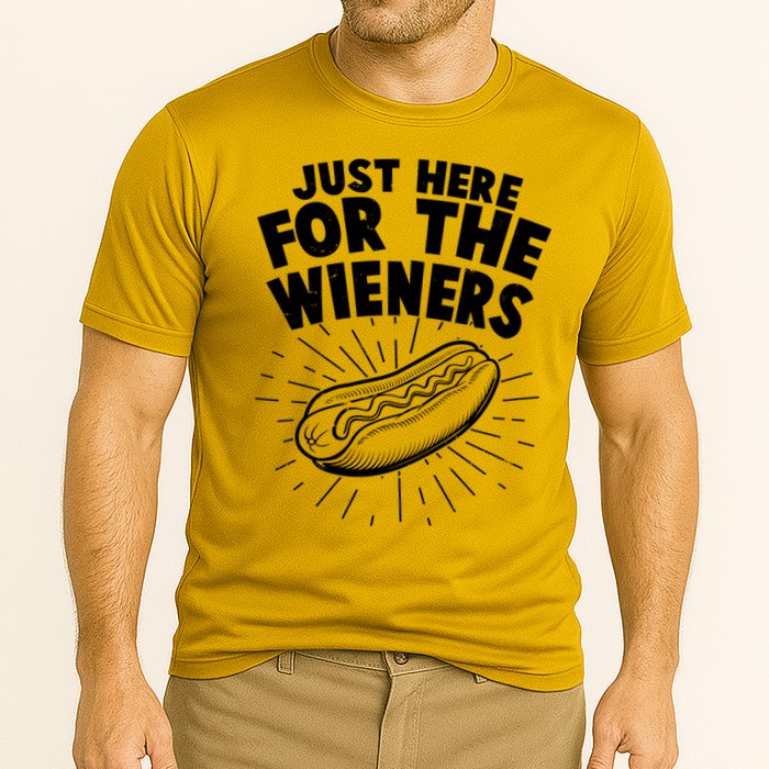 Funny Just Here For The Wieners Hotdog Lover Bbq Cooling Performance Crew T-Shirt