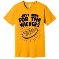 Funny Just Here For The Wieners Hotdog Lover Bbq Premium T-Shirt