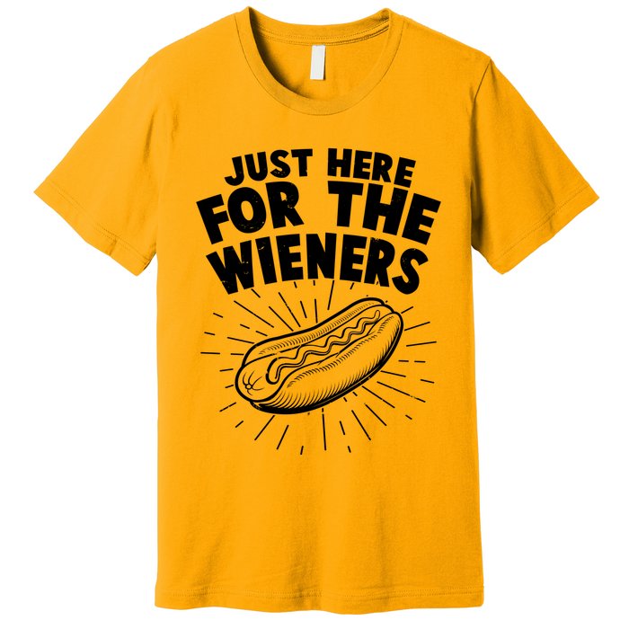 Funny Just Here For The Wieners Hotdog Lover Bbq Premium T-Shirt