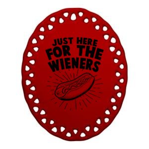 Funny Just Here For The Wieners Hotdog Lover Bbq Ceramic Oval Ornament