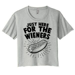 Funny Just Here For The Wieners Hotdog Lover Bbq Women's Crop Top Tee