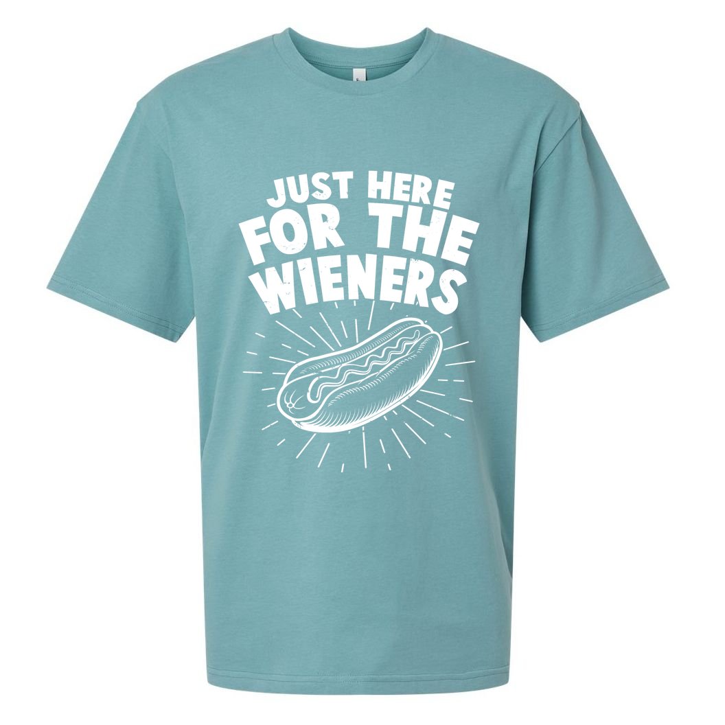 Funny Just Here For The Wieners Hotdog Lover Bbq Sueded Cloud Jersey T-Shirt