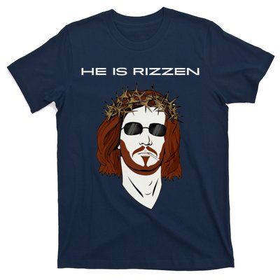 Funny Jesus He Is Rizzen Dark Design T-Shirt