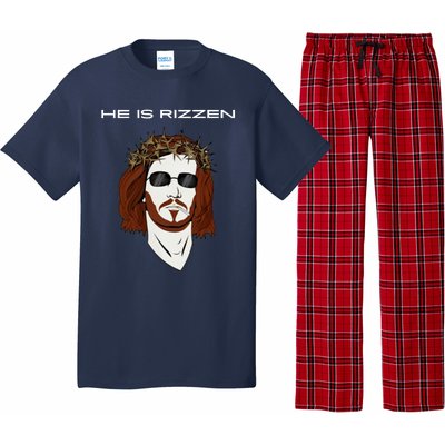 Funny Jesus He Is Rizzen Dark Design Pajama Set