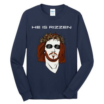 Funny Jesus He Is Rizzen Dark Design Tall Long Sleeve T-Shirt