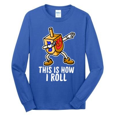 Funny Jewish Hanukkah Dabbing Dreidel This Is How I Roll Gift Tall Long Sleeve T-Shirt