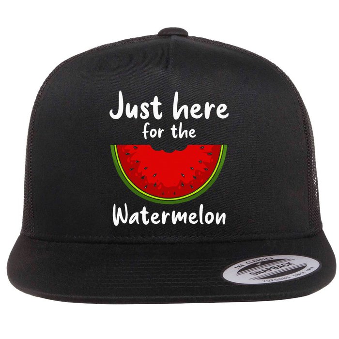 Funny just here for the watermelon Watermelon  Flat Bill Trucker Hat