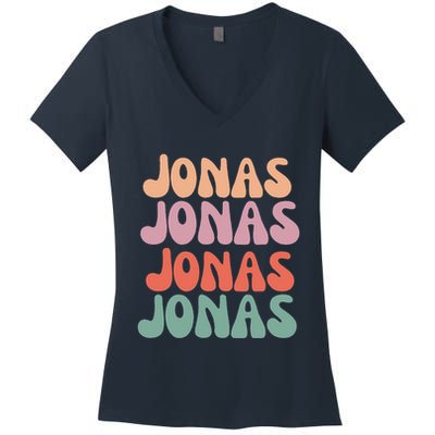 Funny Jonas Has First Given Name Is Pride Vintage Women's V-Neck T-Shirt